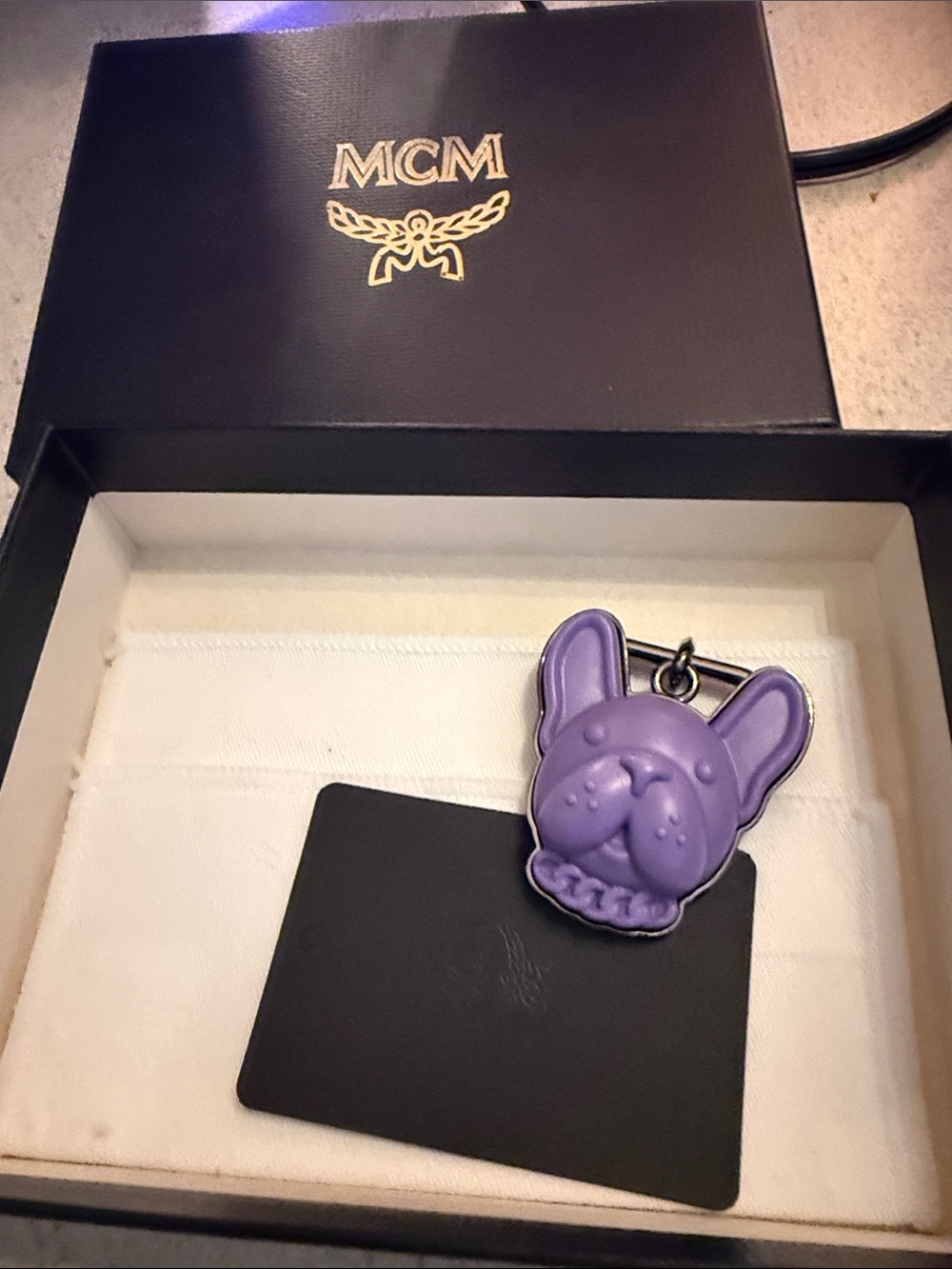 MCM Purple Bulldog Key Charm